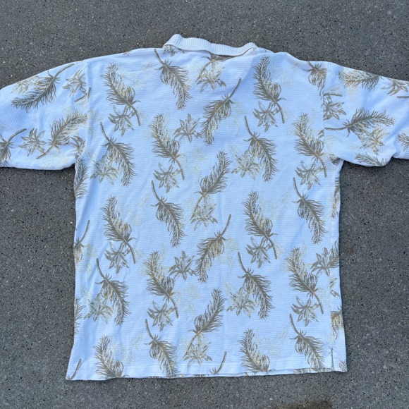 Vintage OP Sport XXL Polo Shirt Tropical Palm Leaf Print Short Sleeve Mens - Picture 4 of 4